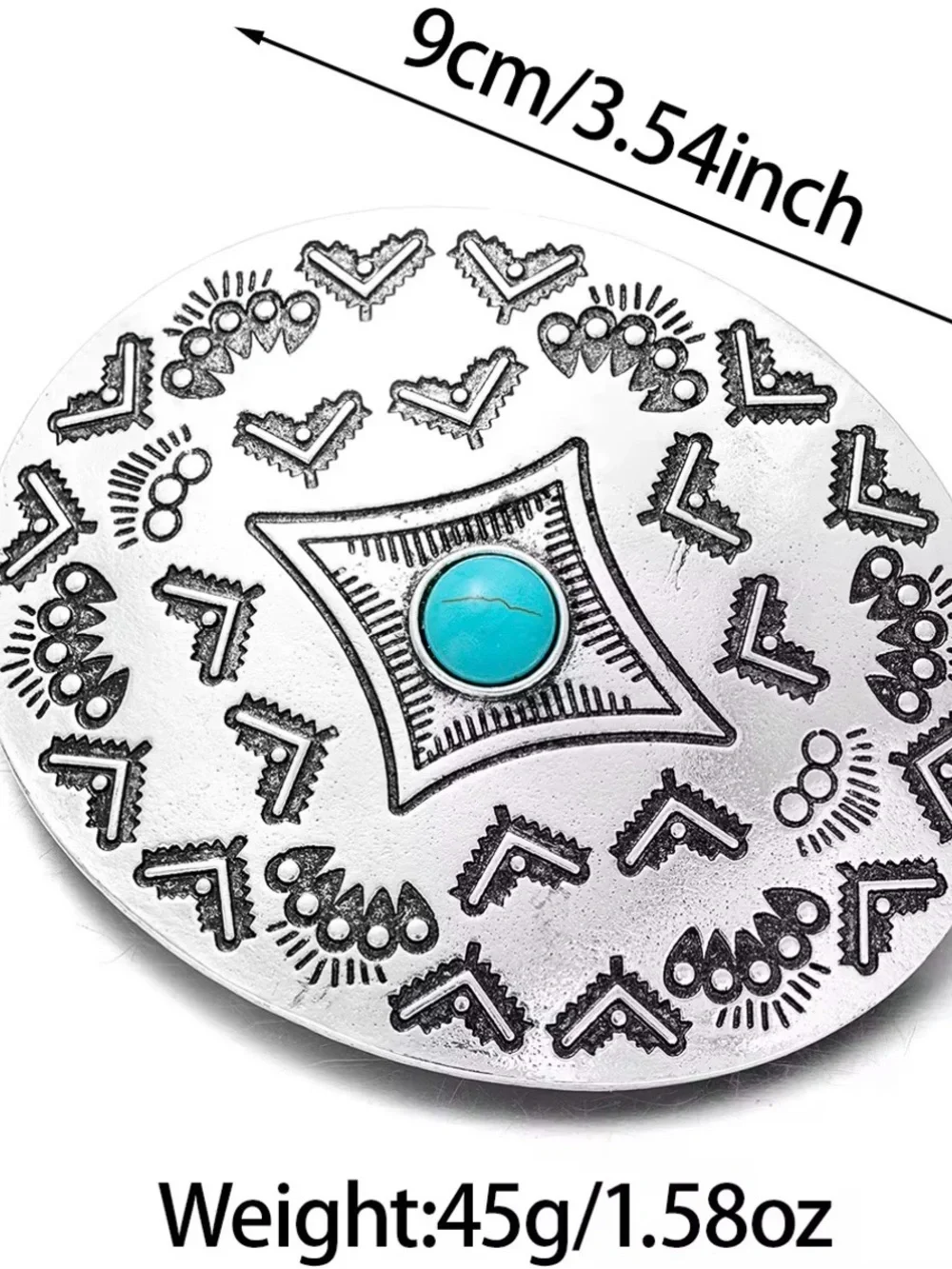 Western Turquoise Concho Hair Clip Barrette Silver Tone Cowgirl Hair Accessory